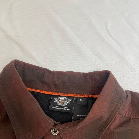 Harley Davidson Motorcycle Embroidered Plaid Button Up Shirt Size XXL - Picture 3 of 8